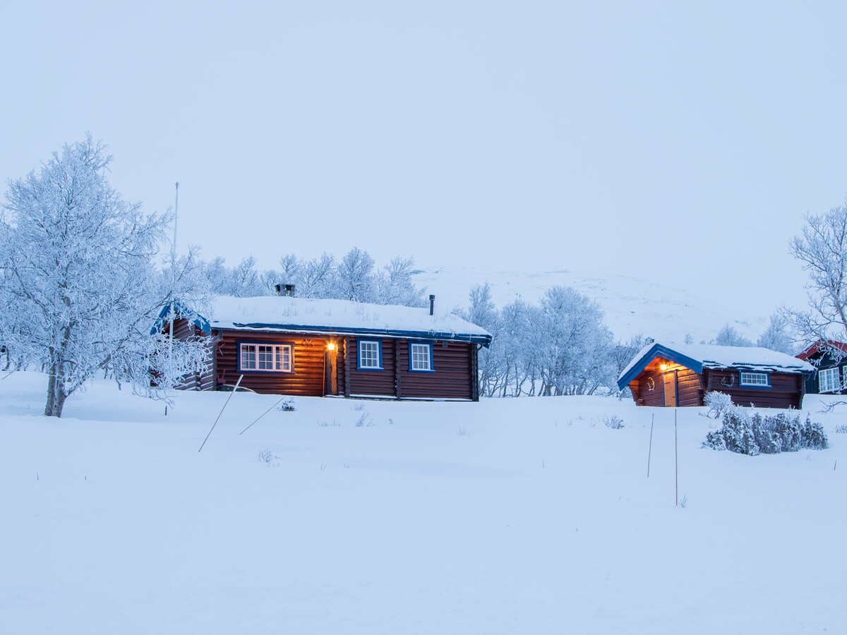 Hytte i vinterlandskap
